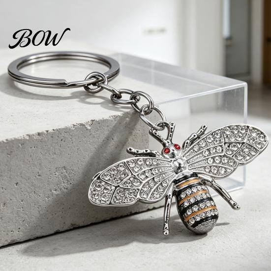 Bee Keychain for Women Rhinestone Women, Bing Alloy Car Sturdy Key Ring with Chain Ring, Decorative Accessories Handbags Backpacks Holder