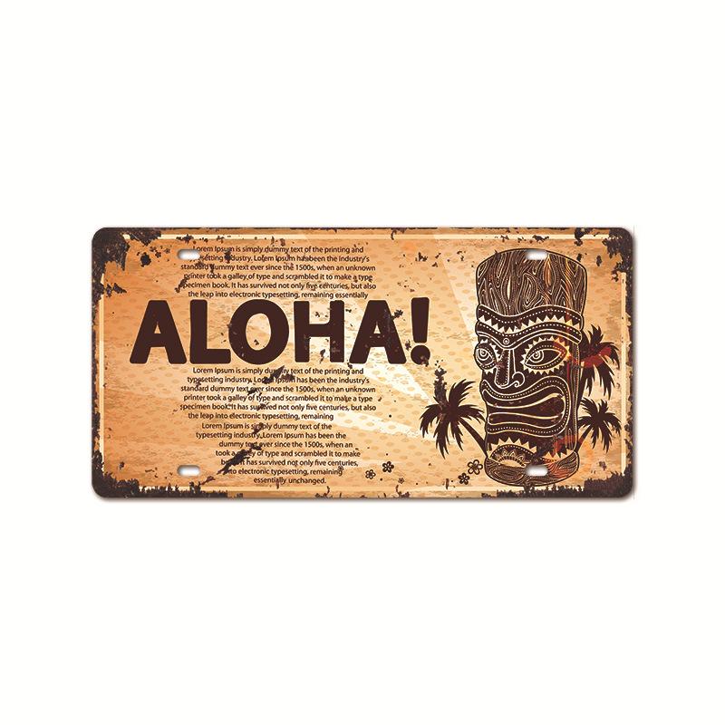 Vintage Tin Art with 1530 License Plate Design: Ideal for American - style Background Wall Decor