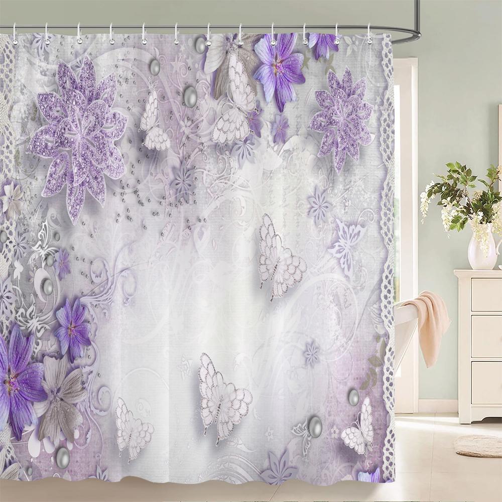 3D European Retro Style Flower Printed Shower Curtain Polyester Waterproof Home Decor Bathroom Curtain With Hook 180X200Cm