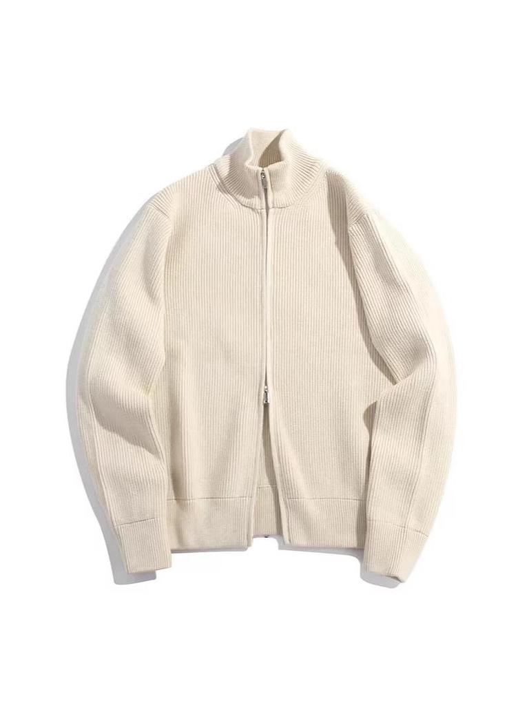 Ma Jia Four Corners: Men's High-Weight Warm Double Zipper Cardigan Sweater Jacket
