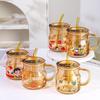 HDST Kids' Heat-Resistant Glass Milk Straw Cup with Lid