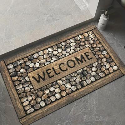 Welcome Door Mat Letter Print Non-Slip Washable Carpet For Laundry Room Bathrooms Doorway Leisure Area Home Decor Doormat