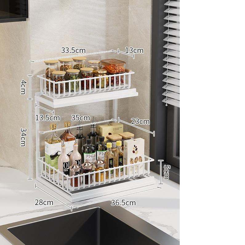 

Стеллажи для кухонных шкафов с раковиной Многофункциональные многоуровневые стойки Выдвижные корзины для приправ Выдвижные стойки для хранения 1 PCS белый