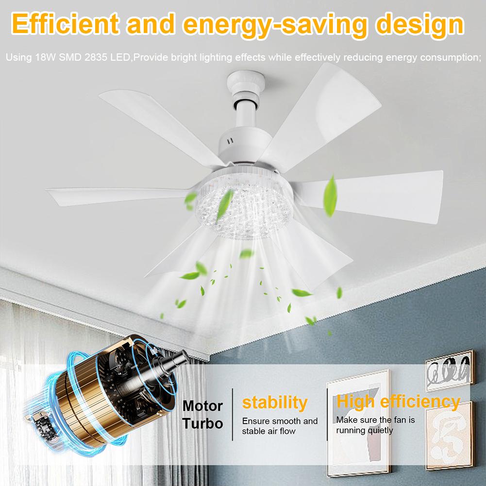 Ceiling Fan with Light LED Light Fan Adjustable Wind Speed Timing Wireless Fan Crystal Ceiling Fan Light for Living Room Bedroom