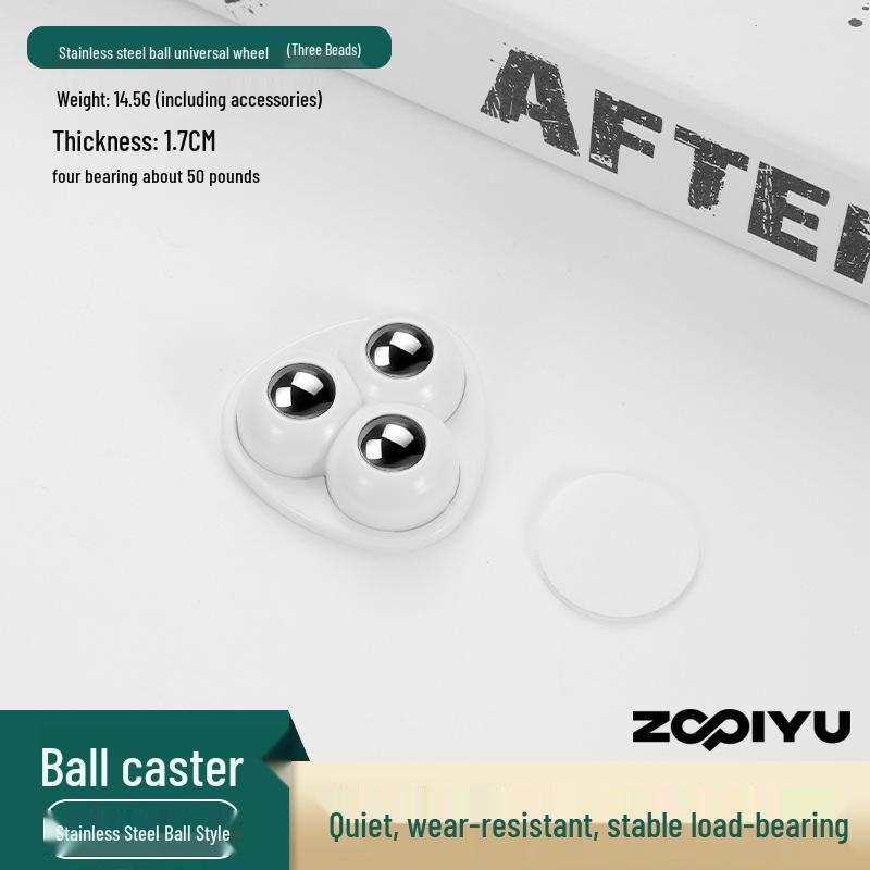 Universal Adhesive Caster Wheels, Silent, Wear-Resistant, Punch-Free Ball Bearings, Thickened Base for Household Use
