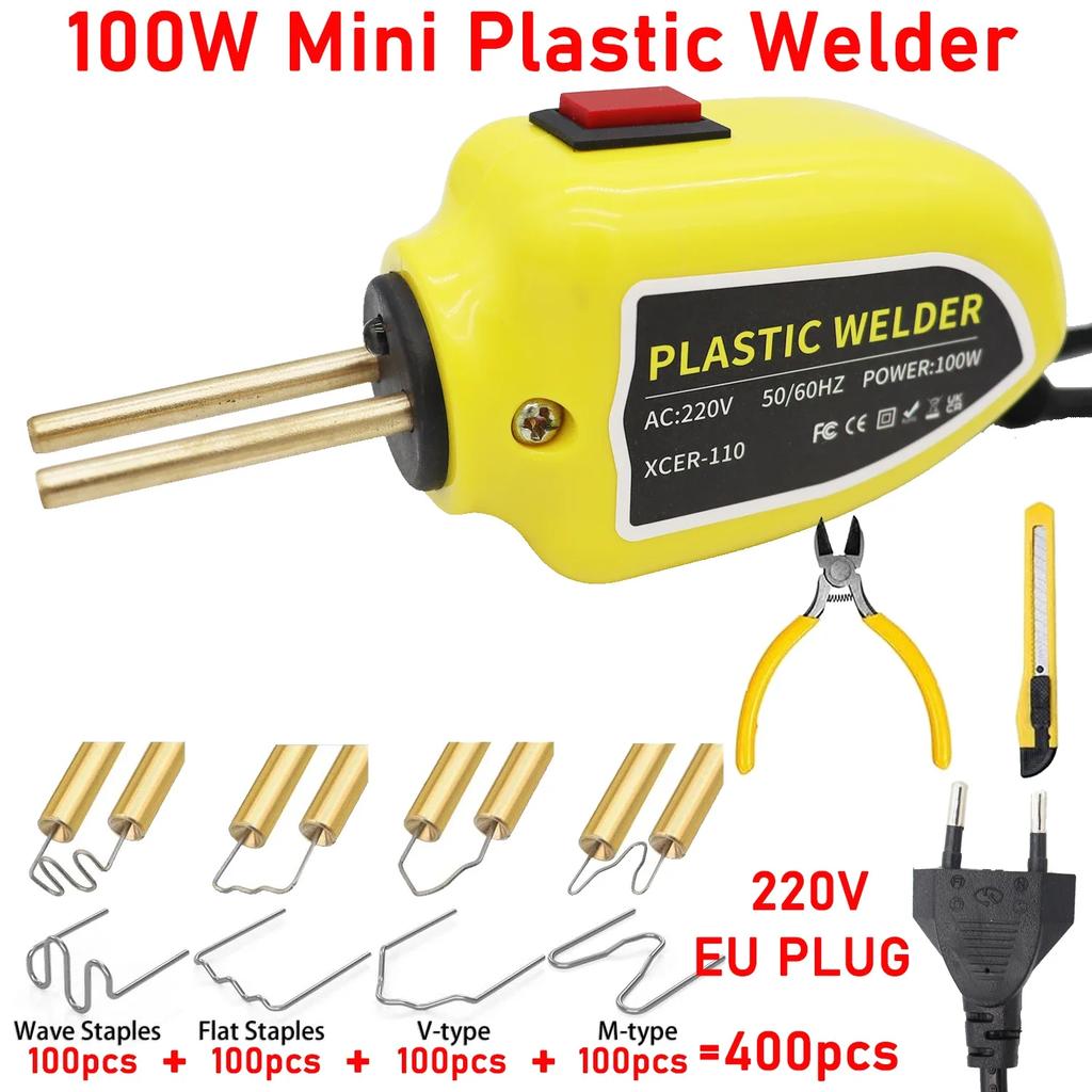 100W Kunststoffschweißer Mini Tragbare Heißluftpistole Thermischer Hefter Kunststoffschweißer Stoßfänger Auto Elektronisches Schweißen Reparaturwerkzeugsatz