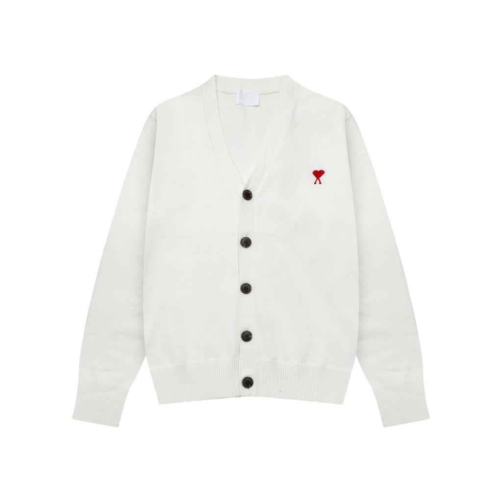 New AMI CS Knitted Sweater Crew Neck Trendy Brand Female Couple Small Love Loose Top Long Sleeve Cross-border Knitted Sweater