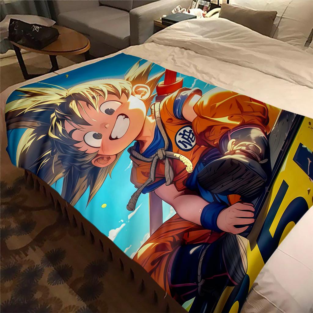 1PC Son Goku  Print Flannel Blanket, High quality All Seasons, Home Decor, Warmth and Comfort, Perfect for Christmas Gifts