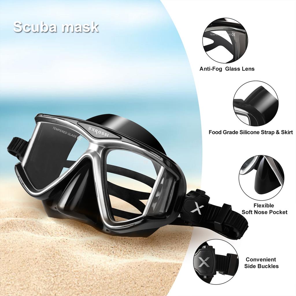 Kişiye Özel Lensli Scuba Dalış Yetişkin Şnorkelle Dalış Maskesi Serbest Dalış Maskesi, Miyopi Buğu Önleyici Dalış Gözlüğü Yetişkinler için