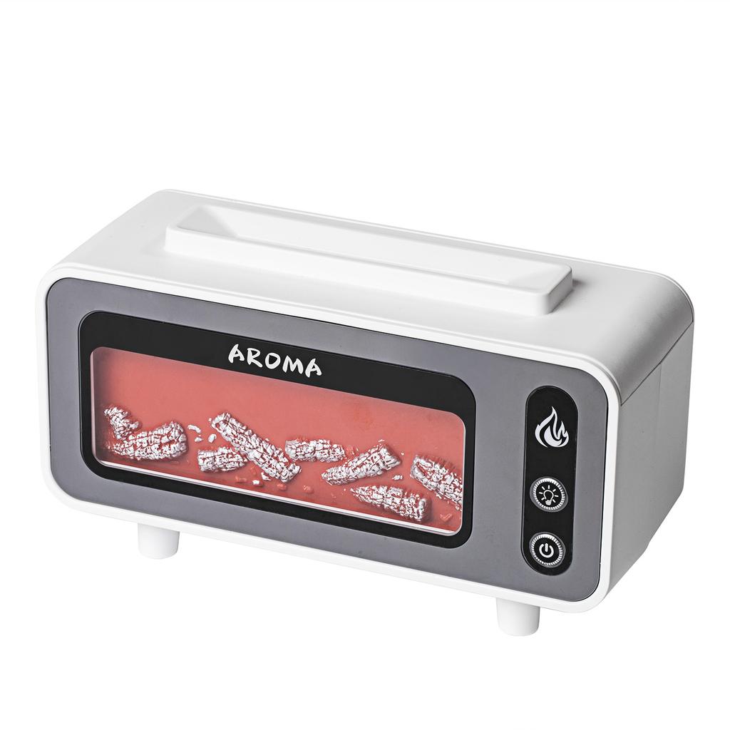 Vintage Fireplace Aroma Diffuser Flame Essential Oil USB Humidifier 200ml with Multi-Color LED Light for Home, Car, Office