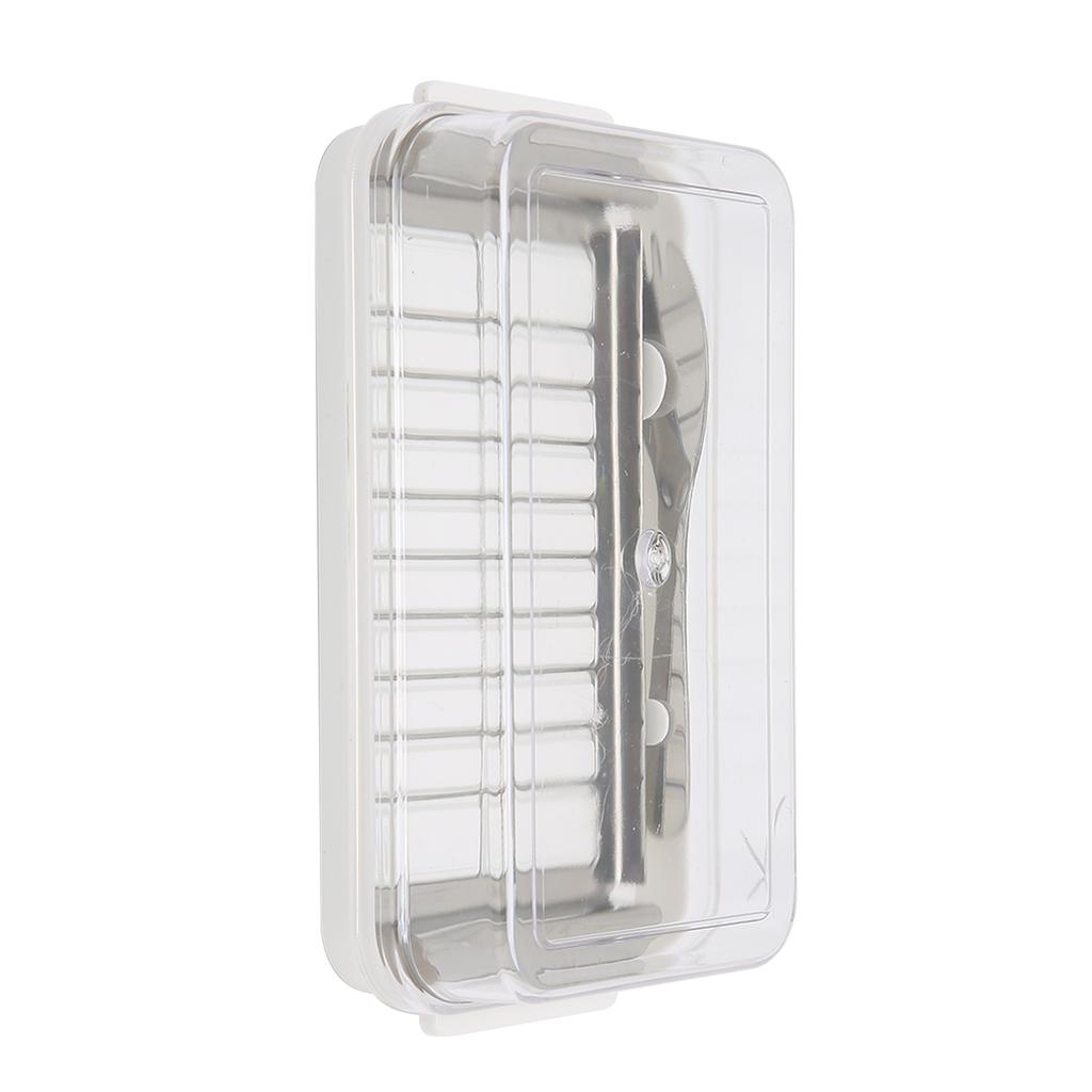 Stainless Steel Butter Cutter Box Cheese Storage Container with Transparent Cover for KitchenWhite