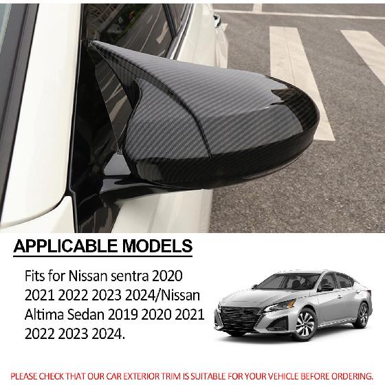 for Nissan Altima 2019-2024 & Sentra 2020-2024 Ox Horn Rear View Side Mirror Cover Car Side Rear View Mirror Guard Cover Auto Exterior Decoration