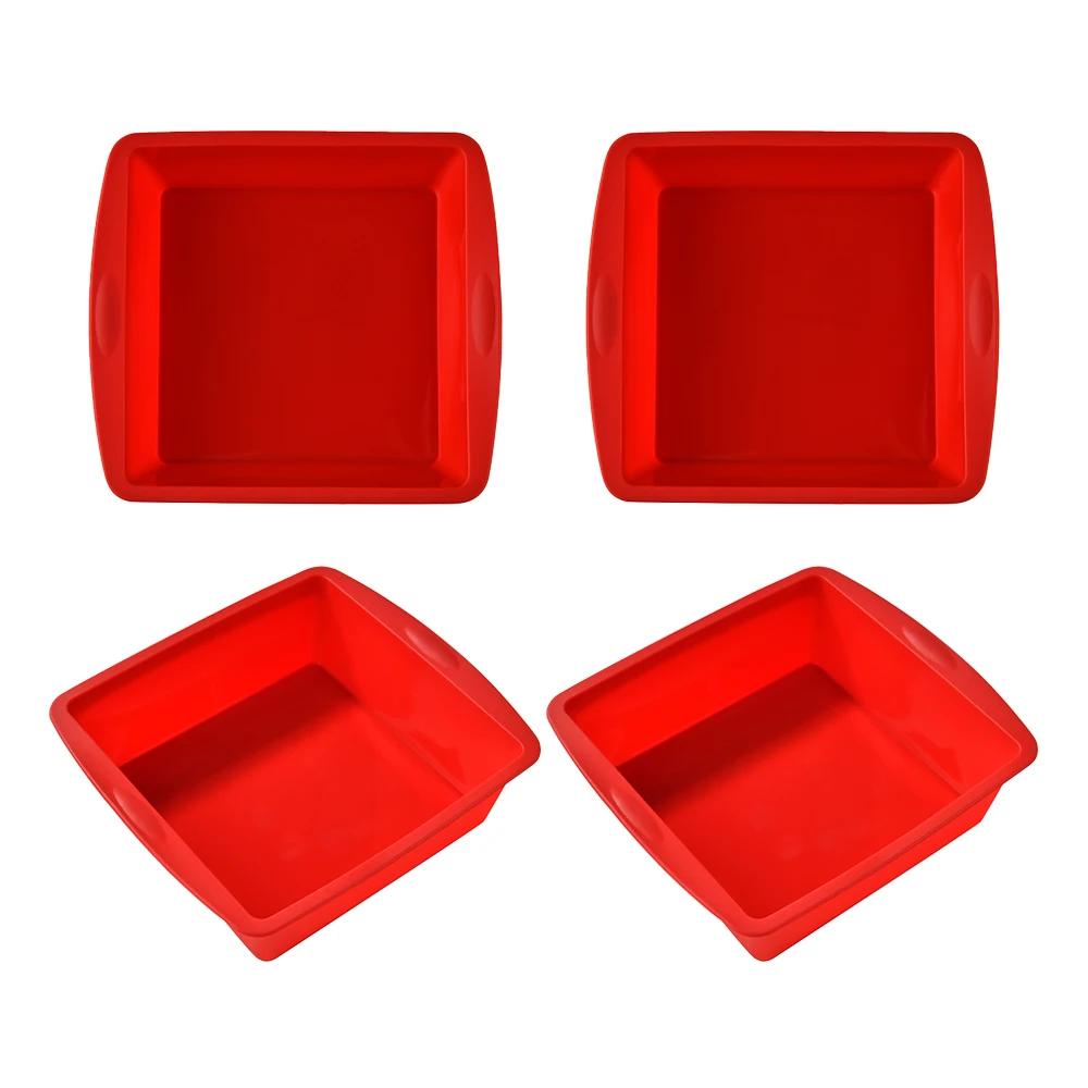 4Pcs Green Square High-temperature Resistant Food-grade Silicone Cake Bread Mold Non-Stick Kitchen Accessories Baking Tools