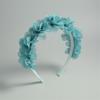 Soft Yarn Headband with Gauze Flowers Faux Pearls Decor Romantic