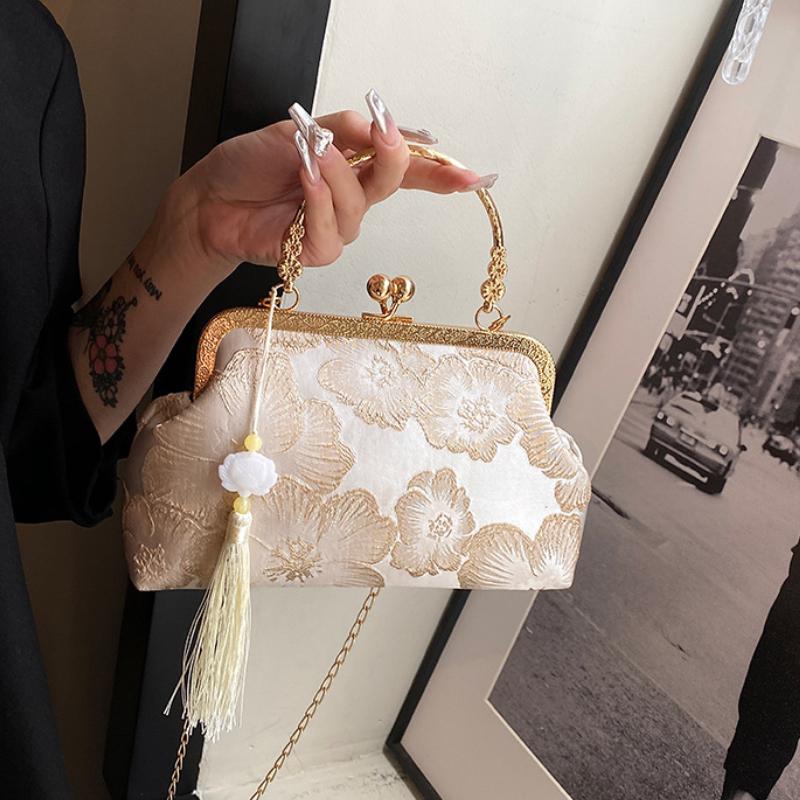 Umhängetasche im chinesischen Stil mit Stickerei Elegante Handtasche Retro Kleine quadratische Tasche Hochzeitsparty Luxus Designer Damen Abendclutch