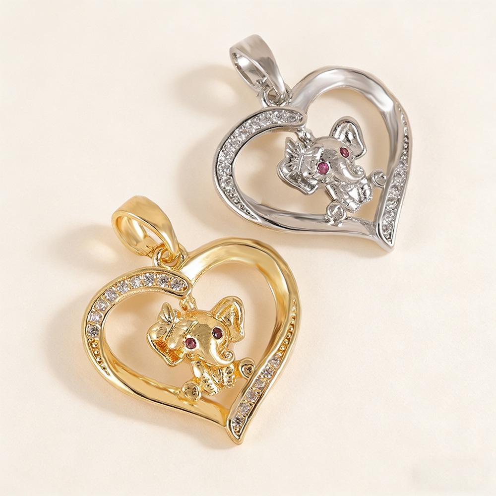 2026 Year of the Horse Heart-Shaped Diamond Elephant Pendant Necklace - Luxury Valentine's Day Gift