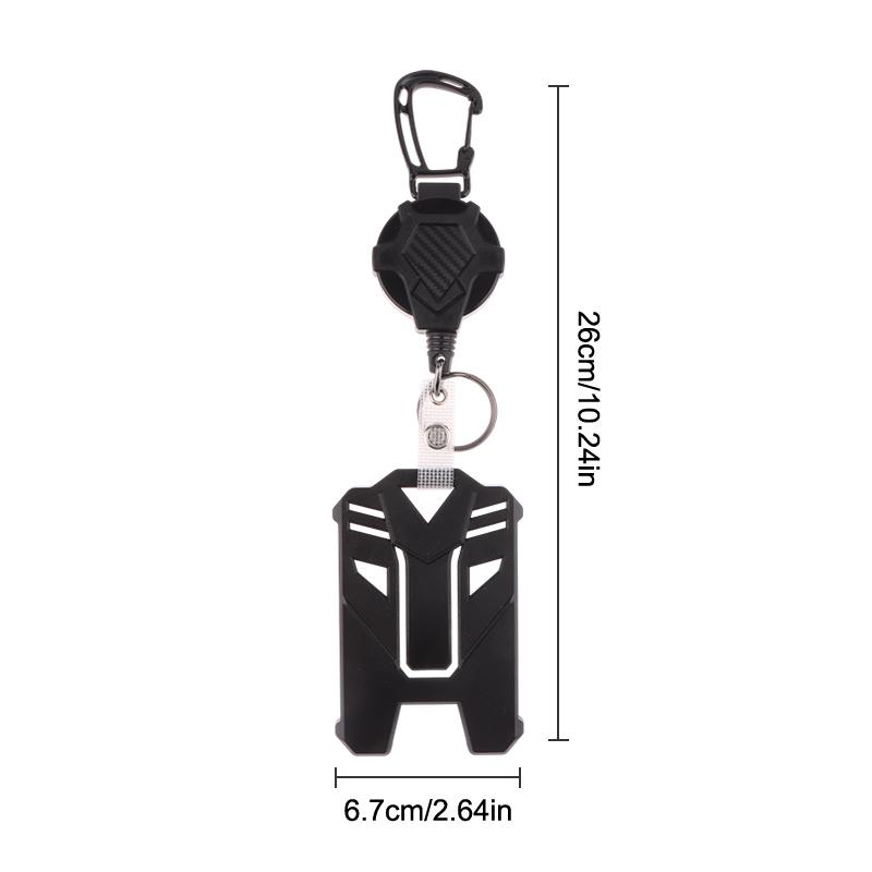 Retractable Badge Holder Heavy Duty Badge Clip Carabiner Keychain ID Card Holder Outdoor Steel Wire Rope Buckle Spring Keyring