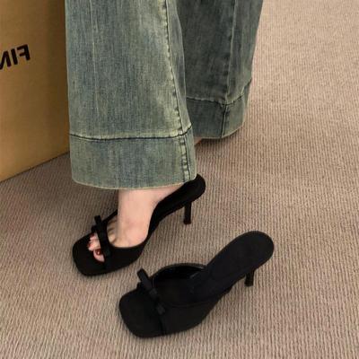Large Size French Stiletto Temperament Beautiful High-heeled Slippers Women's Summer Sandals 2025 New High-end Cool Slippers