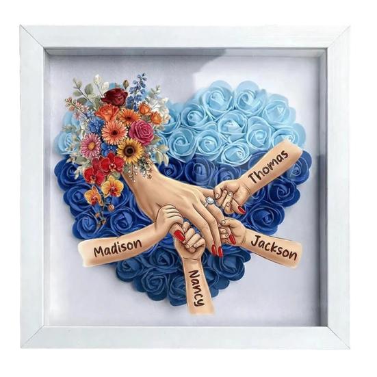 

Personalized Mommy Holding Hands Shadow Box with Ring And Manicure Custom S A білий