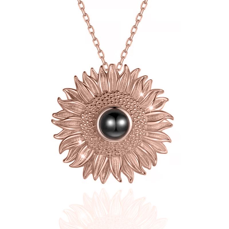 HJJ Sunflower Pendant Necklace - "I Love You" In 100 Languages