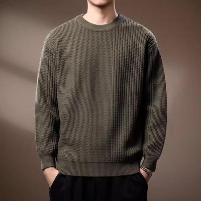 Men's Luxury Twisted Knit Round Neck Sweater