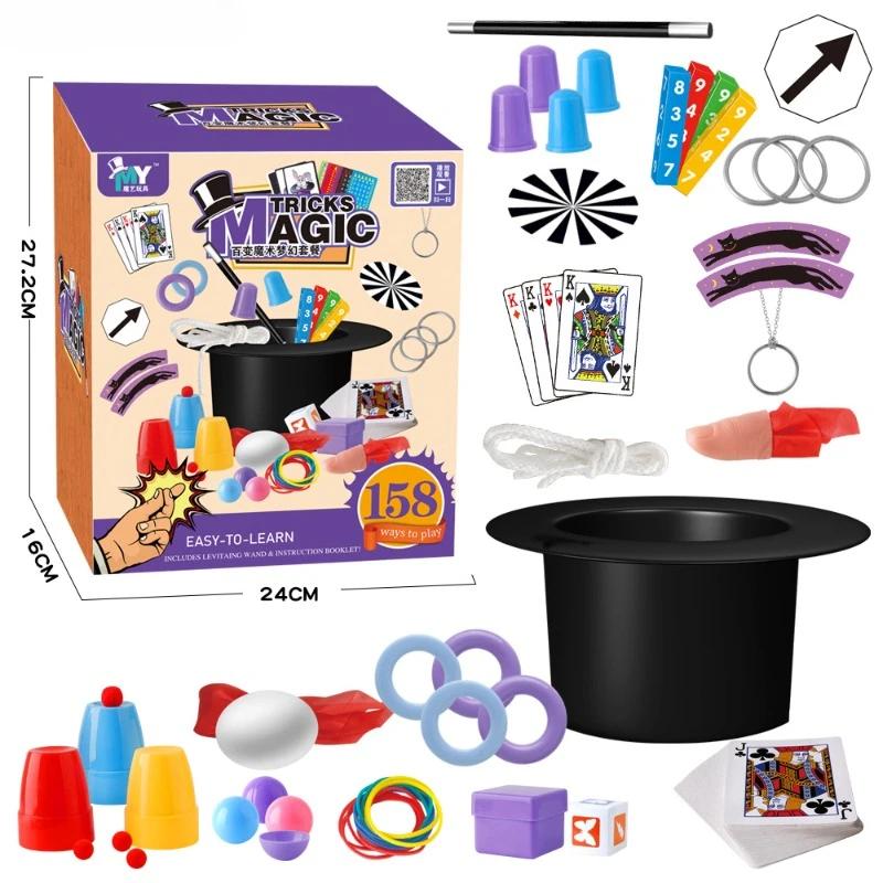 Kinder Zaubervorführung Requisiten Set Anfänger Zaubertricks Set Kinder Pädagogisch Interaktives Spielzeug Close-up Magie Spielkarten