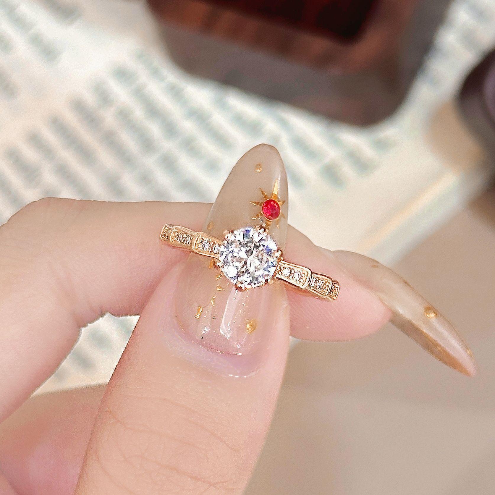 Popular six-claw ring European and American snake bone design zircon inlaid ring