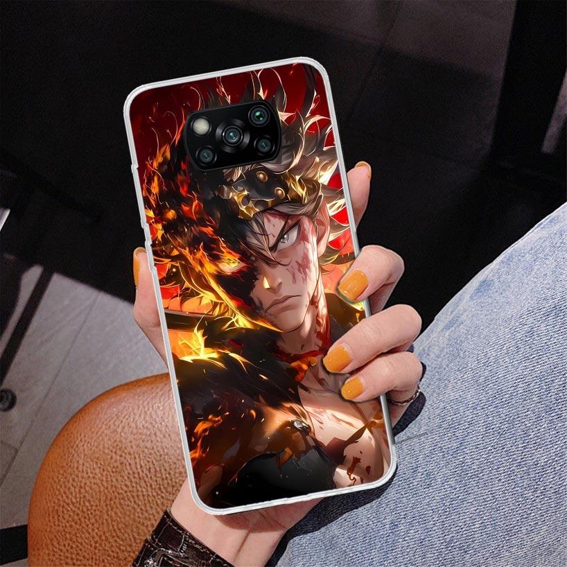 Black C-Clovers Anime Phnoe Case for Xiaomi Poco X5 X6 X7 Pro X4 Gt F7 Ultra M8 M7 Redmi 15C 15 13C 13 12C 12 Unique Cover Coque