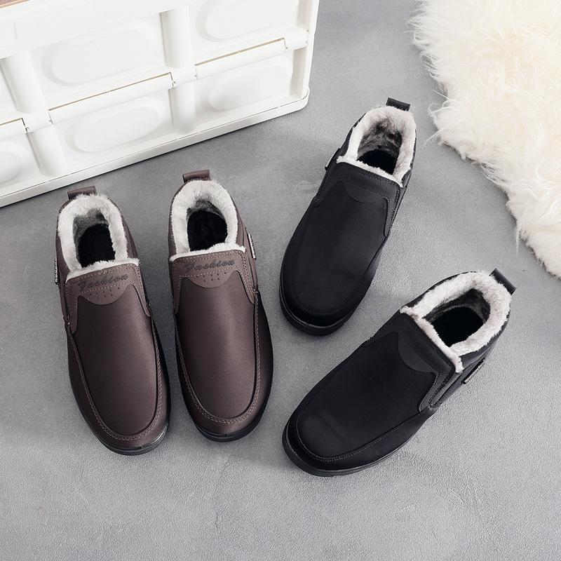 Zapatos de caña alta con forro polar de invierno para hombre, botas de nieve antideslizantes para exteriores, botines cortos deportivos cálidos con forro de piel para hombre, zapatos de senderismo ligeros e informales