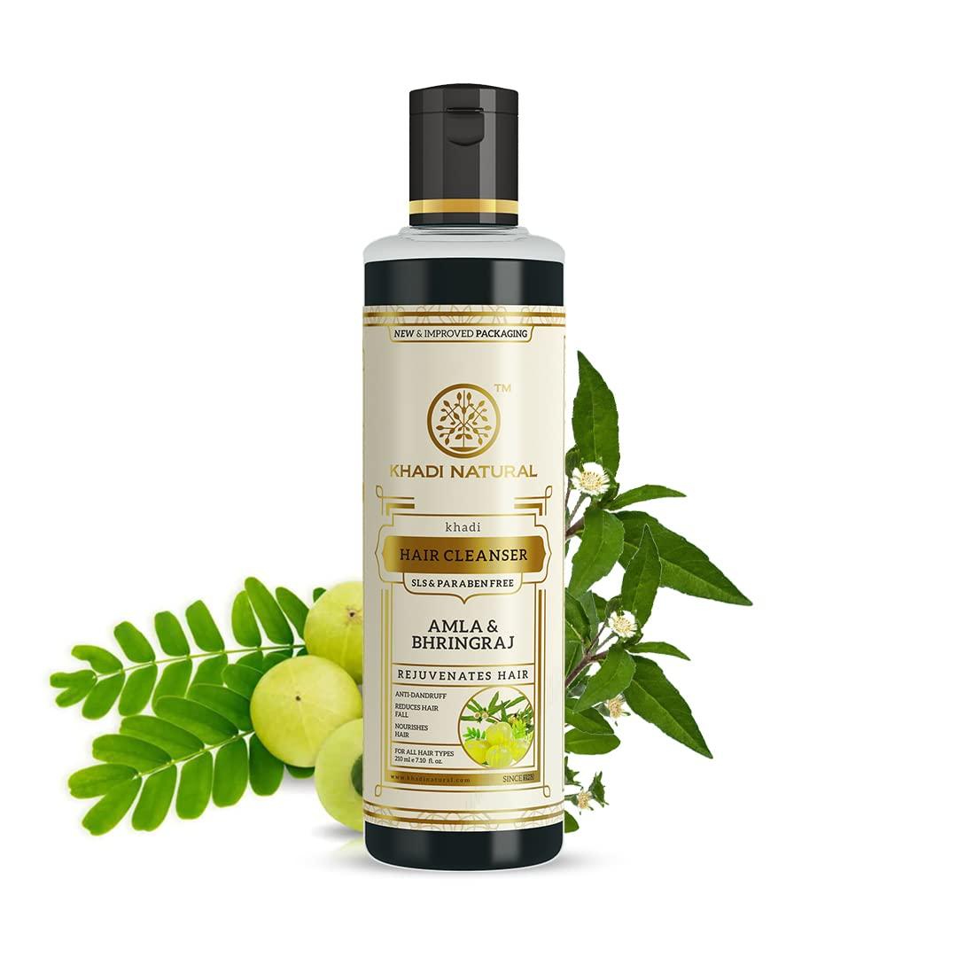 

Khadi Natural Amla Bhringraj Shampoo Gentle Scalp Care For All Hair Types Paraben SLS Free Hair Cleanser 210 ml