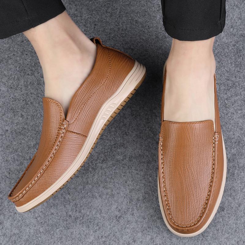 Fashion Luxury Fashion Men's Loafers Comfortable Slip-On Genuine Leather Casual Shoes Quality Low Cut Flats Social Male Shoes Moccasins