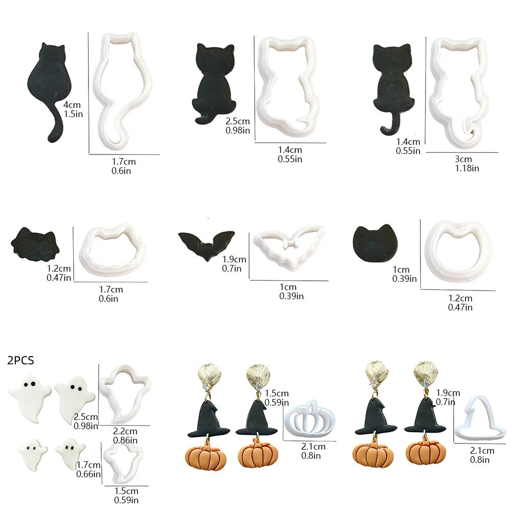 Halloween Series Mini Polymer Clay Cutter Cat/Hat/Pumpkin/Ghost Shaped Clay Cutting Molds For DIY Earring Jewelry Hand Tools