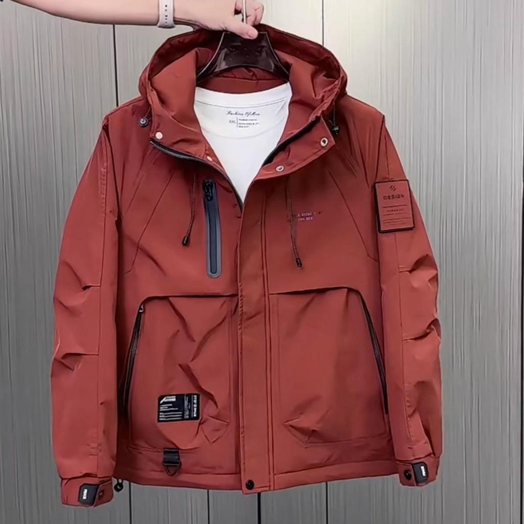 Men's 2025 Winter Hooded Jacket: Spring/Autumn Workwear, Padded, Thickened, Windproof Cotton Coat, Trendy Style.
