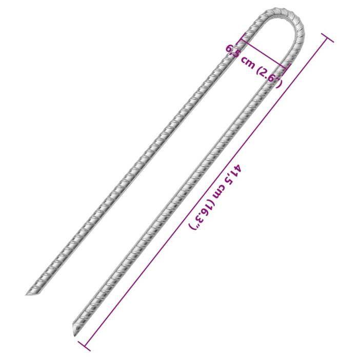VidaXL Piquets de tente 6 pcs forme de U 41,5 cm Ø12mm acier galvanisé, piquet de sol, ancrage au sol, piquet de camping 4009349