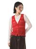 Ray Beams S/S Knit Vest, Striped Lace Knit Vest, Women's, Red, One Size