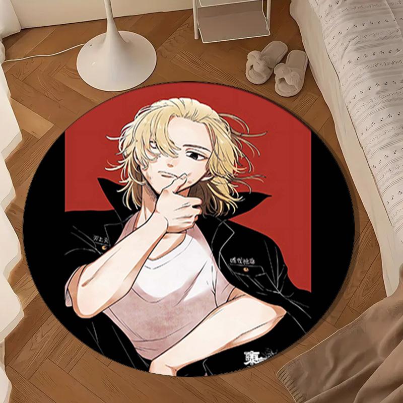 Tokyo Anime Round Rug for Livingroom,Bedroom, Palyroom, Chair Rug, Area Rug, Circle Carpet, Large Size Fan Christmas Gift