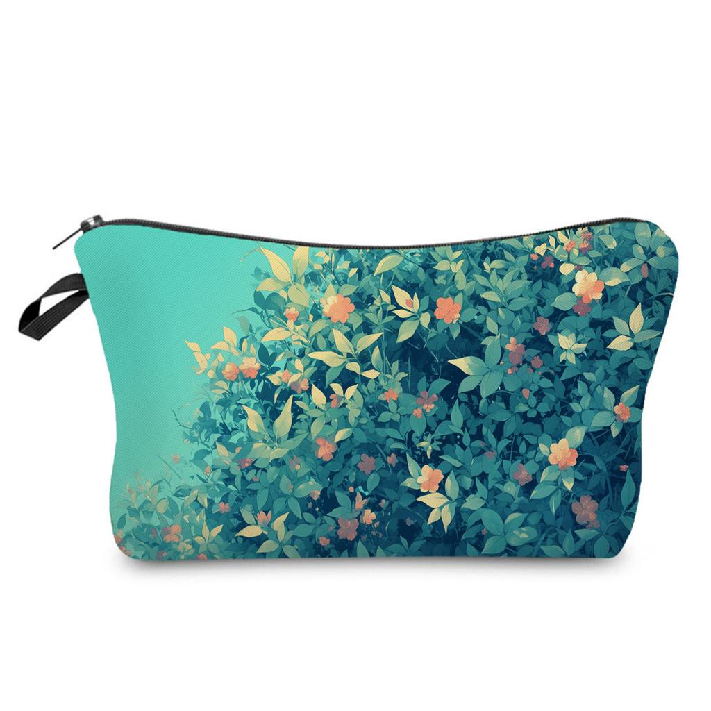 Women Plant Print Cosmetic Bag Toiletries Organize Travel Storage Case 6845