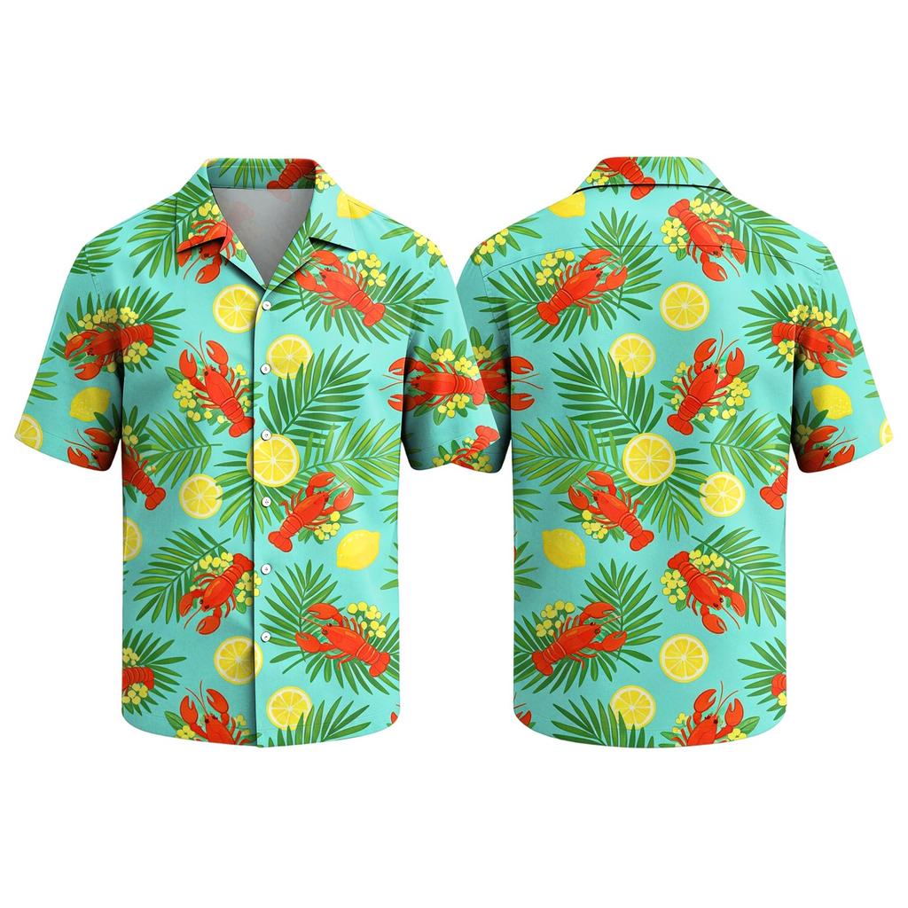 Men's Cuban Collar Shirt Hawaiian Summer Casual