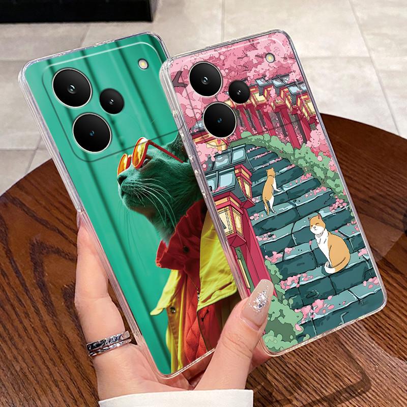 Hülle Für Realme P4 / Realme P4 Pro Fundas Weiche TPU Rückabdeckung Realme P3 Schalen Klare Silikon Niedliche Katze Kaninchen Schutzhülle