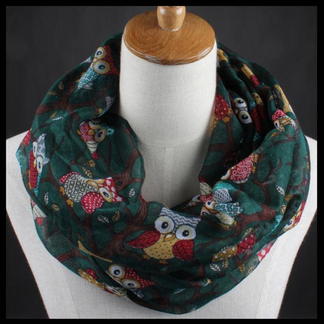Women Ladies Owl Pattern Print Scarf Warm Wrap Shawl