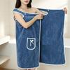 Soft Coral Fleece Wearable Bath Towel With Front Pocket Fast Water Absorption For Home Shower Spa Daily Use