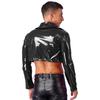 Mens Cropped Motorcycle Jacket Patent Leather Wet Look Long Sleeve Club Party Coat Streetwear