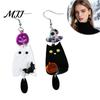 Lightweight Acrylic Statement Earrings 1 Pair Halloween Earrings, Black White Ghost Drop Dangle with Novelty Jewelry for Parties Witch Hat Bat
