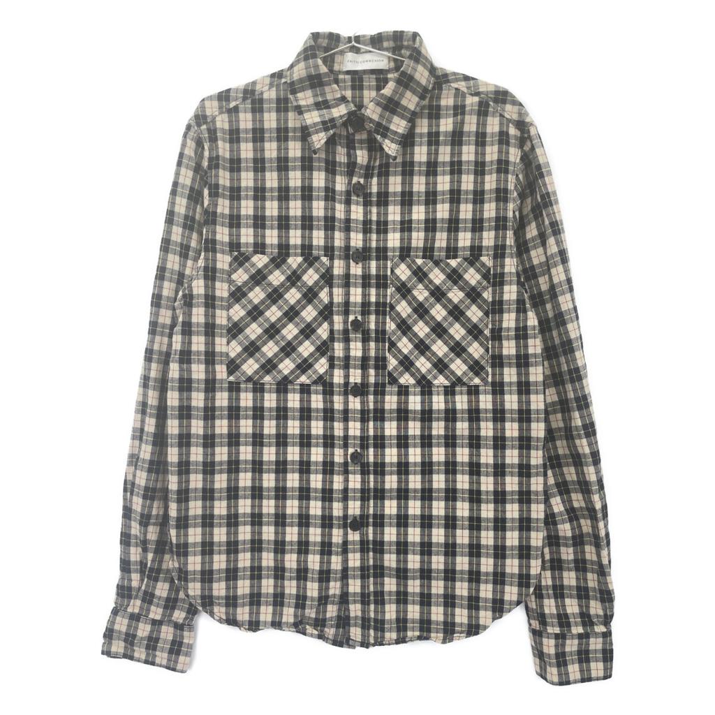 Faith Connexion X1820TSB227 Beige Cotton Check Shirt tops S Black x beigeUsed
