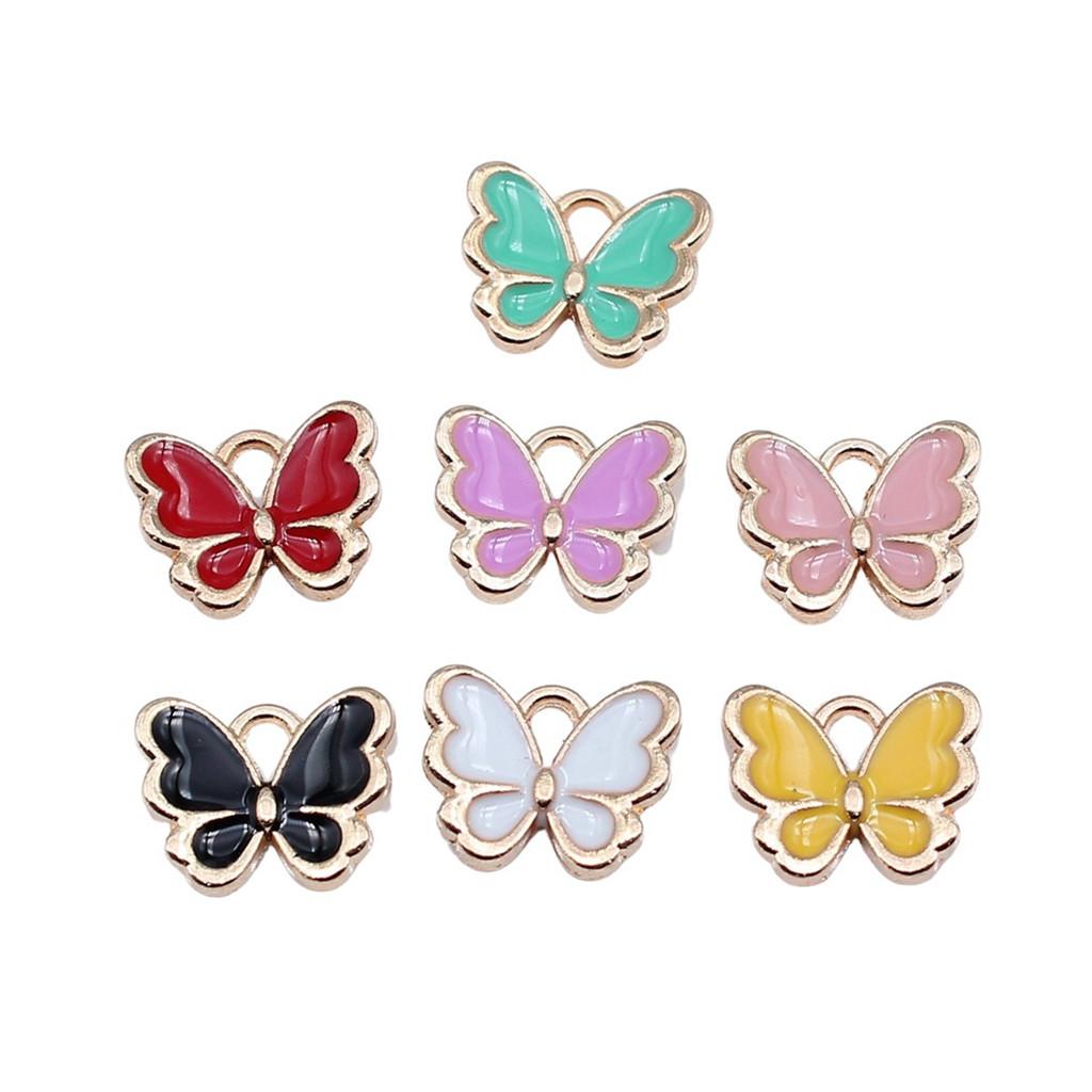 Enamel Charms Multi Color Butterfly Pendants For Floral Themed Jewelry