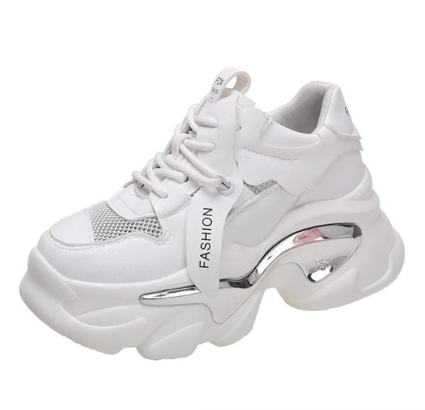 Fashion Thickened breathable mesh women's casual shoes wedge heel thick-soled shoes sports shoes 2024 spring and autumn fashion