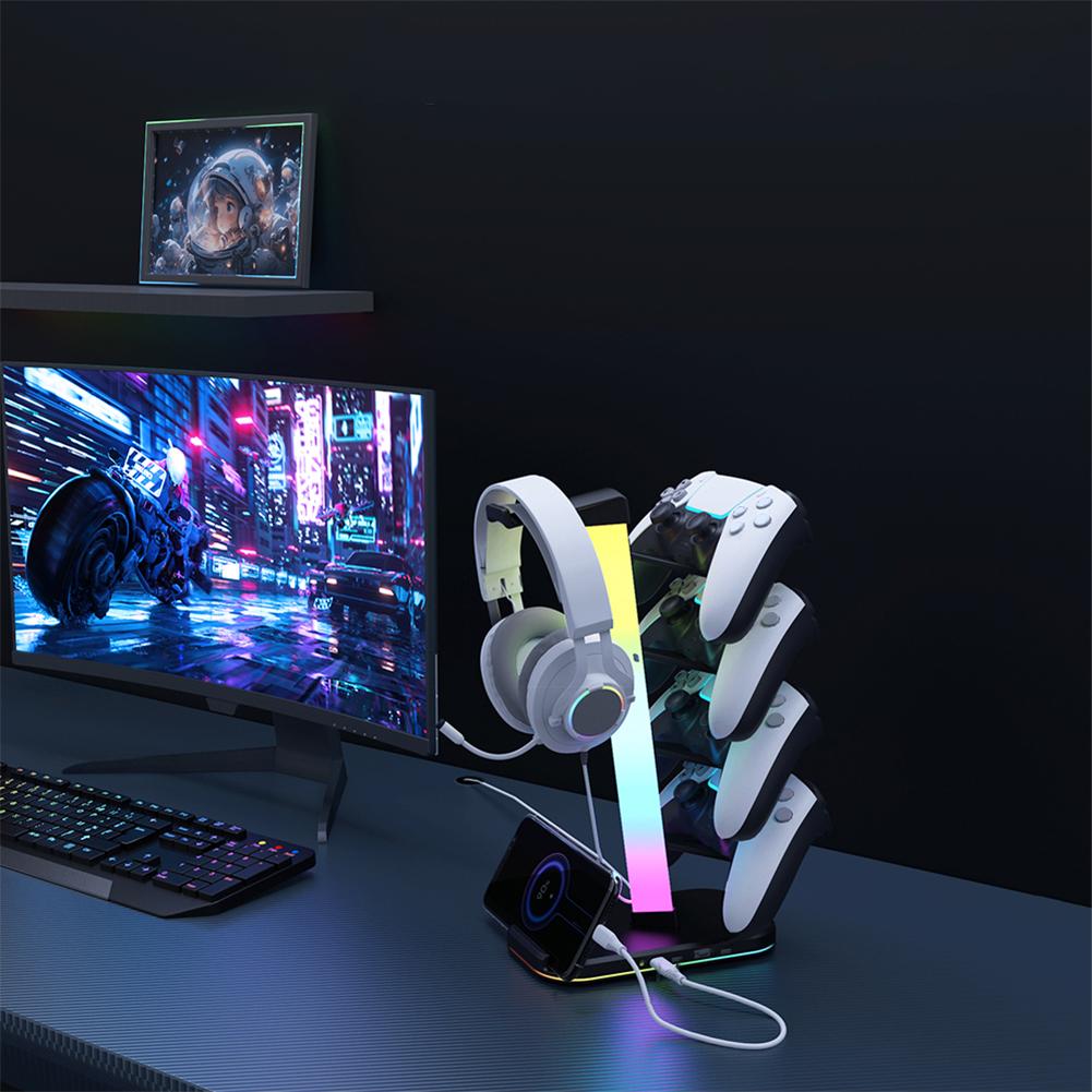 3 In 1 Universal Storage Organizer 2 X Type-C & 1 X USB 2.0 Gaming Controller Headset Holder for Switch/Headphones/Controller