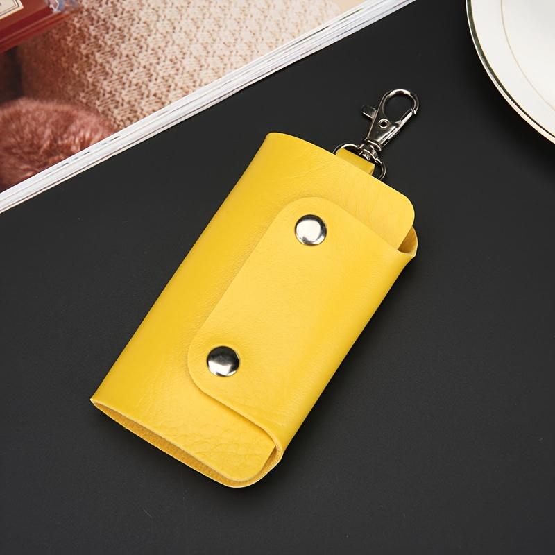 

1 шт. Стильный органайзер для ключей, держатель для ключей из искусственной кожи с карабином, красочный и прочный для повседневного использования, органайзер для ключей жёлтый