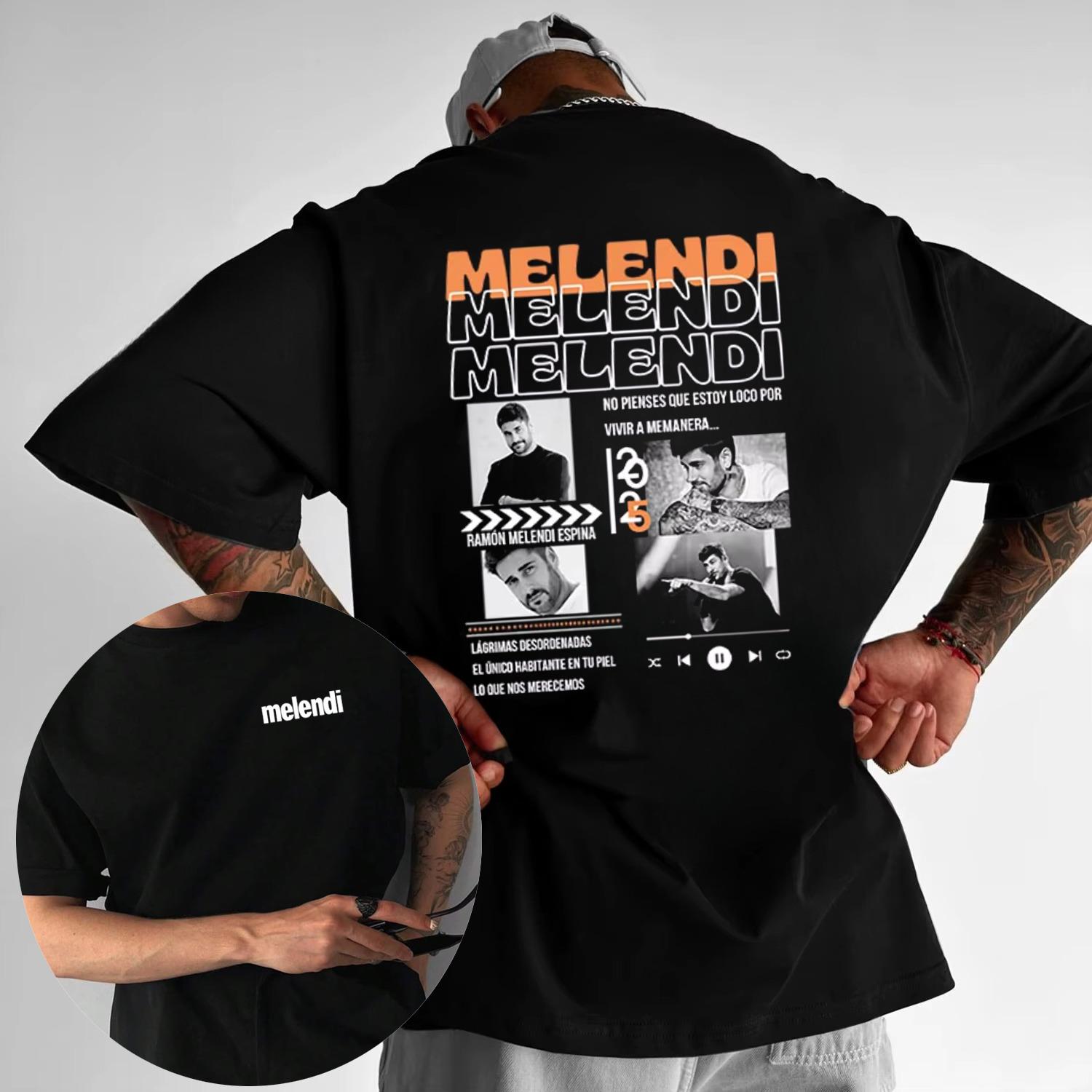 2025 Rapper Melendi Album Merch Graphic Tshirt Mens Summer Hiphop Gothic Shortsleeved Cotton Tshirt Clothing Fashion Retro M