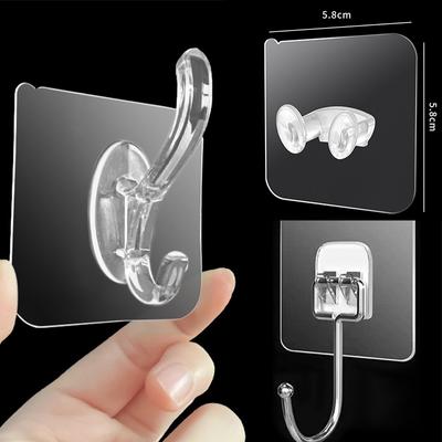 5Pcs Sticker Hook Stick On Hook Wall Hook Nails Hook Non-dilling Super Glue Hook Strong Self Adhesive Household Heavy Duty Multi-Function Curtain